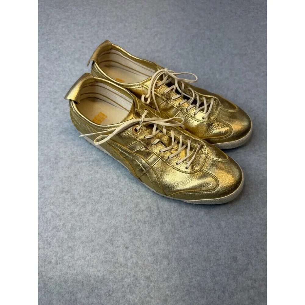 Onitsuka Tiger Mexico 66 Metallic Gold Low Top Sneakers Mens